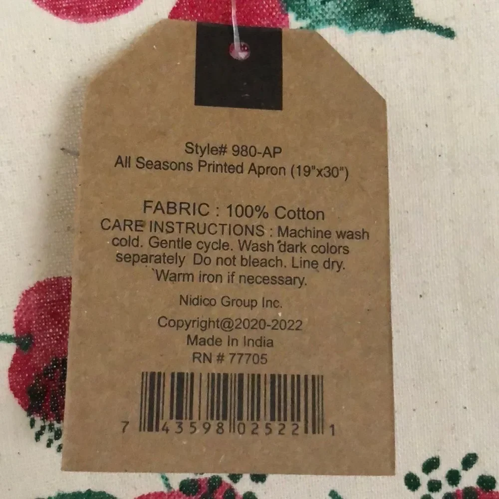 Mabelle Home Collection Cherry Print Cotton Apron